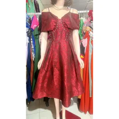 Đầm tapta đính kết trễ vai siêu đẹp Eo dưới 76cm mặc đẹp Size SML Giá 390k Hàng cao cấp Hàng siêu đẹp