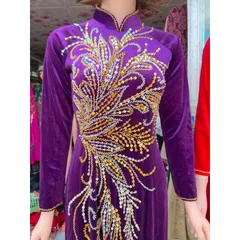 Áo daì đính kêt siêu đẹp Hàng chụp thật 100% Màu tím size M, màu đỏ size S Hàng siêu đẹp tỉ mỉ Giá 400k/ áo dài đính kết