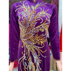 Áo daì đính kêt siêu đẹp Hàng chụp thật 100% Màu tím size M, màu đỏ size S Hàng siêu đẹp tỉ mỉ Giá 400k/ áo dài đính kết