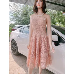 Đầm ren hồng nude siêu đẹp Giá 320k Hàng có sẵn giao ngay L Chất liệu ren Có sẵn mút ngực