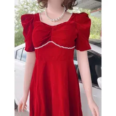 Đầm đỏ nhung đinh ngọc cao cấp Hàng có sẵn giao ngay Giá 299k Chất liệu nhung