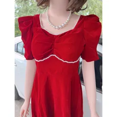 Đầm đỏ nhung đinh ngọc cao cấp Hàng có sẵn giao ngay Giá 299k Chất liệu nhung