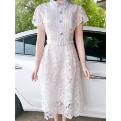 Đầm trắng cổ điển Ren Thanh Lịch Hàng siêu đẹp Giá 550k Hàng có sẵn giao ngay L Màu trắng Chất liệu ren nổi cao cấp