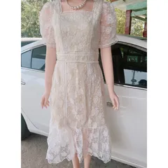 đầm ren cao cấp 2 lớp xịn  giá 350k hàng có sẵn giao ngay L chuyên hàng thiết kế Màu trắng kem