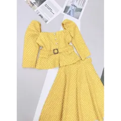 ☘️ SET GẤM XỐP CỔ VUÔNG ĐAI EO 🌷( gồm áo và váy 🌷 Hàng xuất sắc thiết kế siêu đỉnh , cổ vuông sang trọng mix đai đá