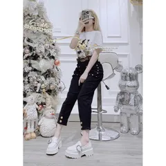 SET ÁO MICKEY QUẦN ĐEN KÈM BELT XỊN ĐẸP NHÉ Chất thun + kaki boy + kèm belt y hình chụp💯💯