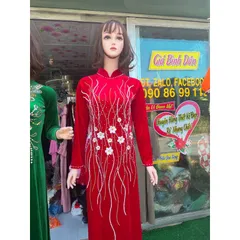 Áo dài nhung kết ngọc siêu đẹp Giá 490k/ áo dài ( quần 120k/ quần) Size 3XL Hàng có sẵn giao ngay