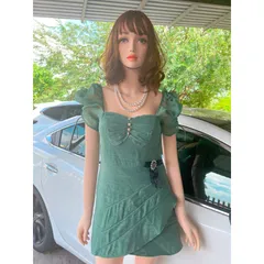 Đầm ngắn như hình Giá 199k Size S Hàng có sẵn giao ngay Màu xanh rêu