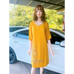 Đâm vàng tay xẻ đính kết siêu đẹp Giá 290k Hàng có sẵn giao ngay XL Có co giãn