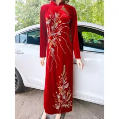 Mẫu Áo Dài Mẹ, Sui đẹp…áo dài nhung, áo dài chiffon và đầm dạ hội Đính Kết Thủ Công Tỉ Mỉ ( có đủ size )