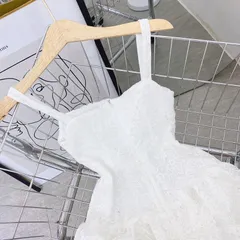 SET ĐẦM 2S TRẮNG REN HOA XOÈ PHỒNG + KHOÁC CROP REN  trắng Đang hot style đầm trong kèm khoác ngoài  sang chảnh