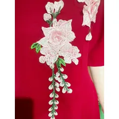 Đầm tuyết mưa đính kết cao cấp Giá 290k Hàng có sẵn giao ngay Eo dưới 76cm mặc đẹp Màu đỏ đô