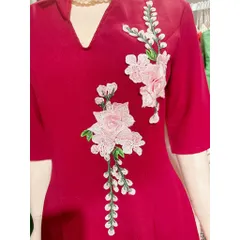 Đầm tuyết mưa đính kết cao cấp Giá 290k Hàng có sẵn giao ngay Eo dưới 76cm mặc đẹp Màu đỏ đô