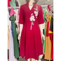 Đầm tuyết mưa đính kết cao cấp Giá 290k Hàng có sẵn giao ngay Eo dưới 76cm mặc đẹp Màu đỏ đô
