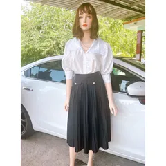 Set áo trắng + chân váy dập ly Giá 350k/ cả set Hàng có sẵn giao ngay L Hang cao câp nặng tay
