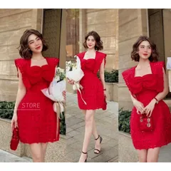 Chạy đâu cho khỏi mưa rào Chạy đâu cho khỏi sa vào tim em Đầm ren đỏ nơ ngực  độc đáo mới lạ - đầy hiện đại