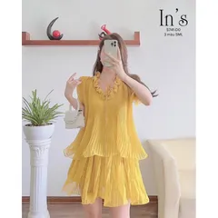 Set Áo + Kèm Váy Dập Ly To Nhỏ Bèo Cuốn Dây Cước Siêu Xinh Phù Hợp Đi Chơi, Du Lịch, Đi Biển