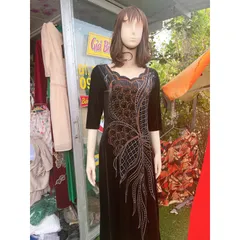 Đầm nhung đen ép đá siêu sang Giá 380k Hàng có sẵn giao ngay