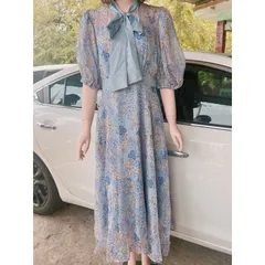 Đầm hoa thiết kế 2 lớp Hàng có sẵn giao ngay Size dưới 65kg mặc đẹp Phía sau dây kéo Form to Màu hồng và màu xanh