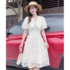 ĐẦm ren hoa kem cao cấp Hàng có sẵn giao ngay Giá 350k