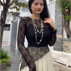 Set Áo Ren Sang Trọng, Vải Ren Mềm Mịn co giãn nhiều, Kèm Áo 2 Dây Co Giãn Tốt Hàng có sẵn giao ngay Màu đen và trắng