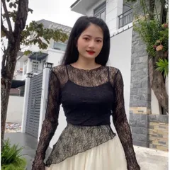 Set Áo Ren Sang Trọng, Vải Ren Mềm Mịn co giãn nhiều, Kèm Áo 2 Dây Co Giãn Tốt Hàng có sẵn giao ngay Màu đen và trắng
