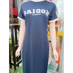 Đầm Thun Tay Ngắn Thời Trang Dễ Phối Đồ Cho Nữ Giá 200k Hàng coa sẵn giao ngay Màu xanh đen