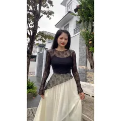 Set Áo Ren Sang Trọng, Vải Ren Mềm Mịn co giãn nhiều, Kèm Áo 2 Dây Co Giãn Tốt Hàng có sẵn giao ngay Màu đen và trắng