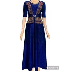 Đầm dạ hội trung niên đi tiệc vải nhũ kim sa kiểu áo giả vest che bụng hoa hồng kết đá,  Đầm dạ hội nhũ hoa hồng kết đa