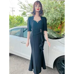 Đầm dạ hội đính ngọc Giá 290k Hàng có sẵn giao ngay Phía sau vừa dây kéo vừa bo thun dễ mặc Size lớn