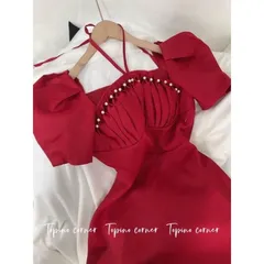 ♥ ĐẦM CỔ YẾM ĐỎ TAY BỒNG Giá 390k Hàng xịn  ♡ HÀNG CÓ SẴN  ______________