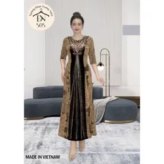 Đầm dự tiệc sang trọng - Chất liệu: Nhũ kim sa phối nhung co giãn, dày dặn - Đặc tính: Giặt không xù lông