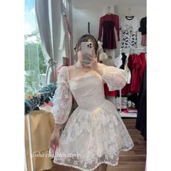 Váy thiết kế hàng loại 1 ren dày mịn mặc không lo bị ngứa! váy có 2 lớp lót bồng bềnh mặc k lo lộ! Giá 340k