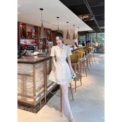 Đầm thiết kế nữ thêu hoa chiết eo phối nơ dáng ngắn  phù hợp đi chơi, dạo phố, đi tiệc ..thiết kế ren thêu hoa nổi đính
