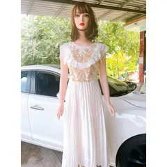Đầm trắng tiểu thư lụa dập ly thêu hoa cao cấp - Váy xòe dự tiệc Giá 390k Hàng có sẵn giao ngay M