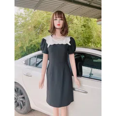 Đầm phối trắng đen như hình Giá 290k Chất liệu : tuyết mưa Hàng có sẵn giao ngay
