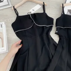 ❌đầm đen 2 dây viền hạt cao cấp 🎉🎉🎉 Giá 250k Chất cát boy dày dặn, viền dây hạt