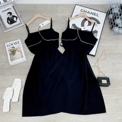 ❌đầm đen 2 dây viền hạt cao cấp 🎉🎉🎉 Giá 250k Chất cát boy dày dặn, viền dây hạt
