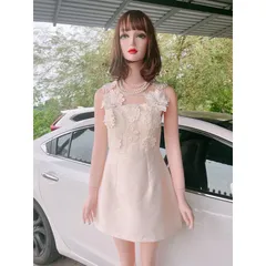 Đầm ren hoa phối tapta Giá 299k Hàng có sẵn giao ngay Hàng đường may đẹp, kỹ, đúng mô tả.