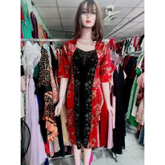 Đầm nhung sườn xám siêu đẹp Giá 290k Chất liệu nhung co giãn dễ mặc