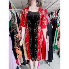 Đầm nhung sườn xám siêu đẹp Giá 290k Chất liệu nhung co giãn dễ mặc