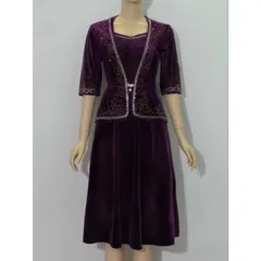 Đầm dự tiệc trung niên đầm tặng mẹ chất liệu nhung ép đá cao cấp size 55-75kg ký mặc vừa. một chiếc đầm không