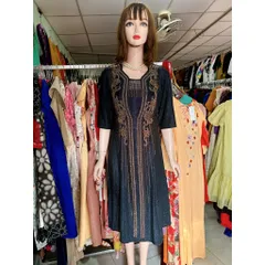 Đầm dự tiệc trung niên chất thun nhũ co giãn cực tốt, mịn ,, Đầm trung niên đi tiệc  nhũ mịn ép đá Hàng có sẵn giao ngay