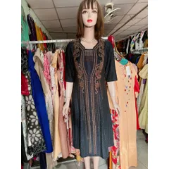 Đầm dự tiệc trung niên chất thun nhũ co giãn cực tốt, mịn ,, Đầm trung niên đi tiệc  nhũ mịn ép đá Hàng có sẵn giao ngay