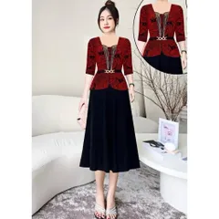 Đầm dạ hội trung niên chất liệu nhũ co giãn cực tốt. cho mẹ dự tiệc sang trọng bigsize, che bụng cực tốt