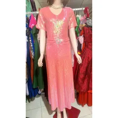 Đầm Dạ hội kim sa màu hồng dáng dài Hàng siêu đẹp Giá 450k Đúp lót 2 lớp, eo dưới 100cm mặc đẹp