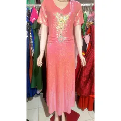 Đầm Dạ hội kim sa màu hồng dáng dài Hàng siêu đẹp Giá 450k Đúp lót 2 lớp, eo dưới 100cm mặc đẹp