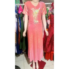 Đầm Dạ hội kim sa màu hồng dáng dài Hàng siêu đẹp Giá 450k Đúp lót 2 lớp, eo dưới 100cm mặc đẹp