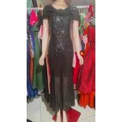 ĐẦM KIM SA DẠ HỘI DÁNG DÀI ôm TAY CHOÀNG VAI che bắp tay siêu đẹp DỰ TIỆC SIÊU XINH, Hang có sẵn giao ngay Màu đen