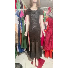 ĐẦM KIM SA DẠ HỘI DÁNG DÀI ôm TAY CHOÀNG VAI che bắp tay siêu đẹp DỰ TIỆC SIÊU XINH, Hang có sẵn giao ngay Màu đen